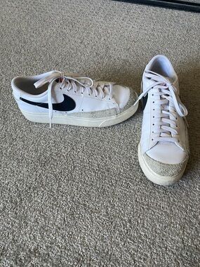 Nike Blazer Platform White Sneakers with Black Swoosh